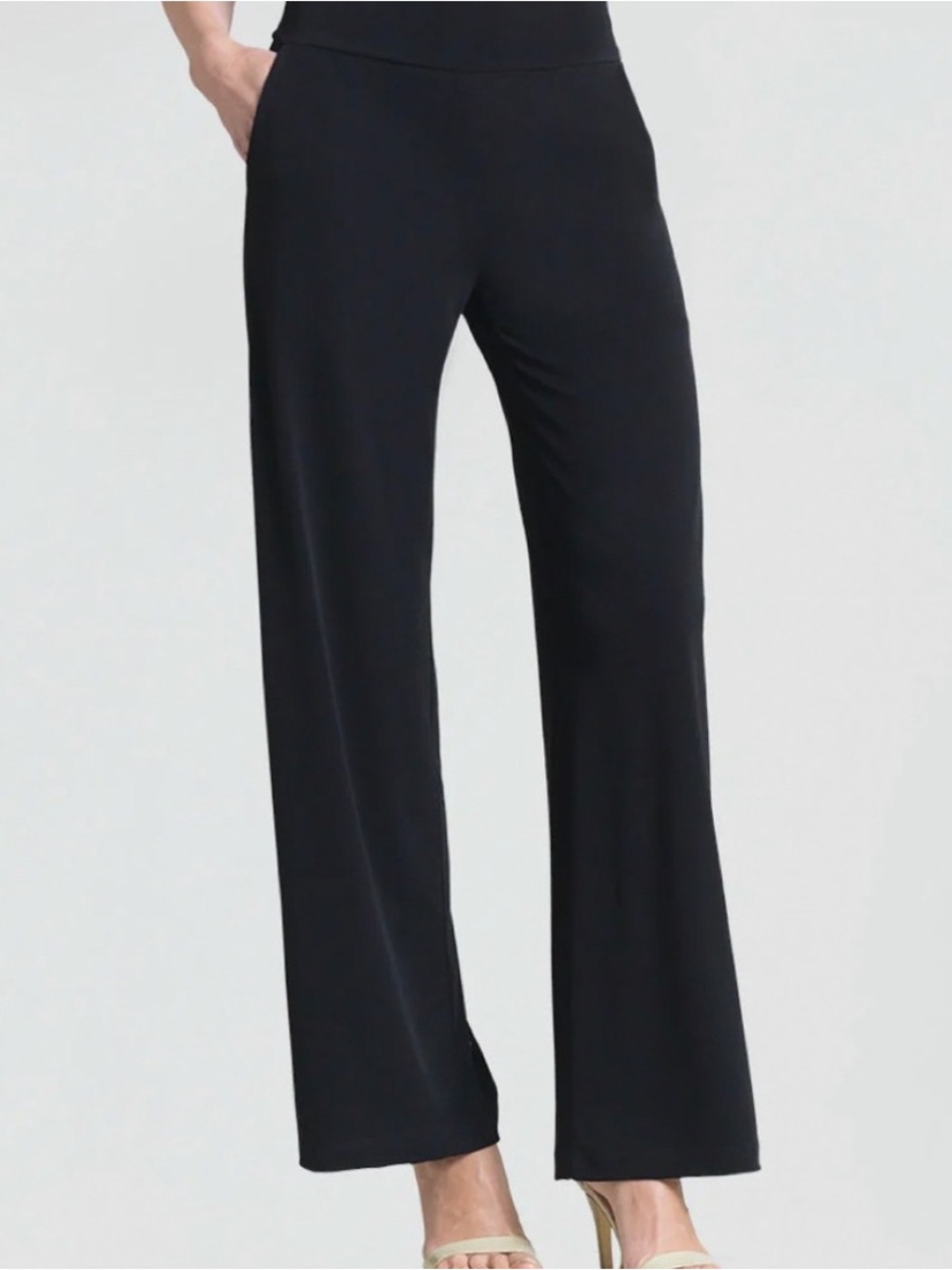Clara Sun Woo Black Pull On Straight Leg Rayon Blend Trousers Size Medium